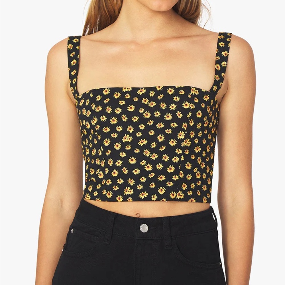 WeWoreWhat Straight Neck Daisies Corset